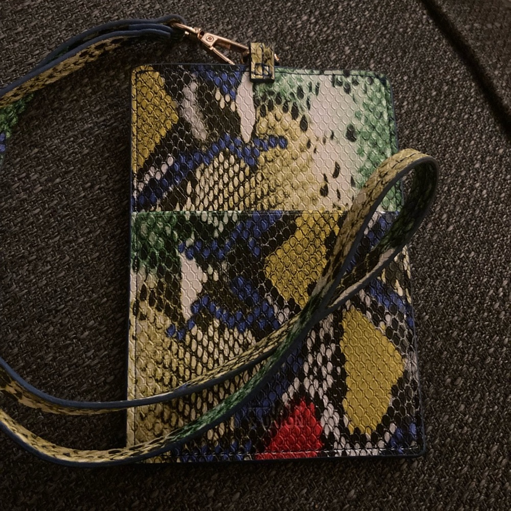 Colorful wallet on matching lanyard